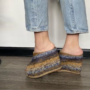 Vintage Jeffery Campbell Handmade Havana Last Wedge Clogs Womens 7